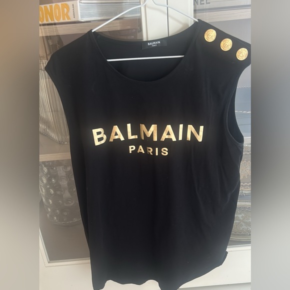 Authentic designer Balmain Black Top with Gold Buttons - Picture 1 of 3